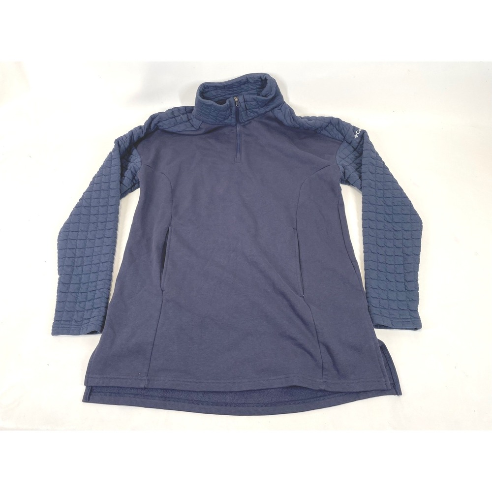 Columbia Womens Navy Blue Quilted Sleeve 1/4 Zip Pullover Tunic XL5903 Small